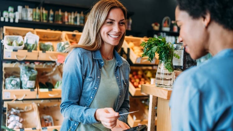 Person paying for items via credit card