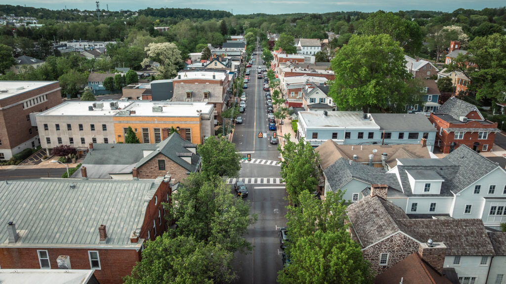 Newtown city location - aerial view