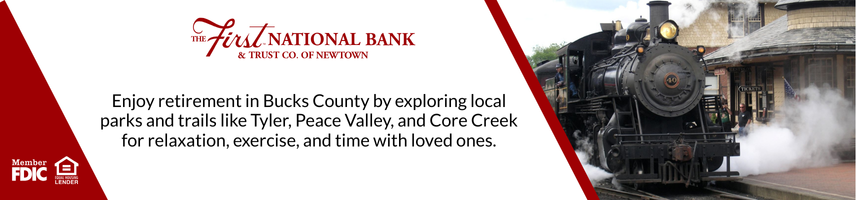 Enjoy retirement in Bucks County by exploring local parks and trails like Tyler, Peace Valley, and Core Creek for relaxation, exercise, and time with loved ones.