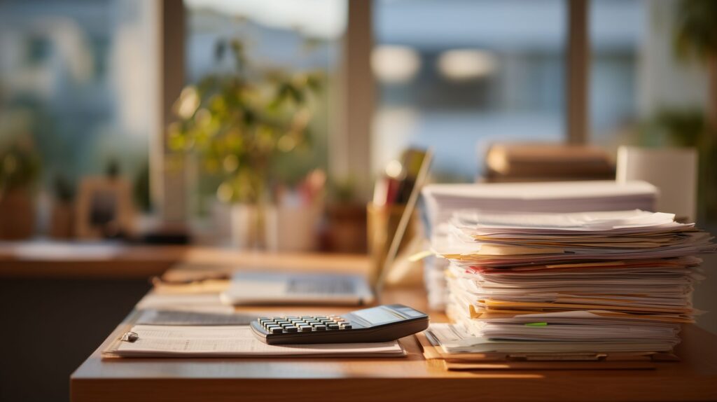 Stack of important documents on a desk