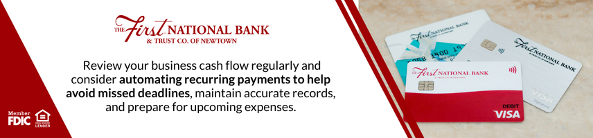 Review your business cash flow regularly to help avoid missed deadlines, maintain accurate records, and prepare for upcoming expenses.